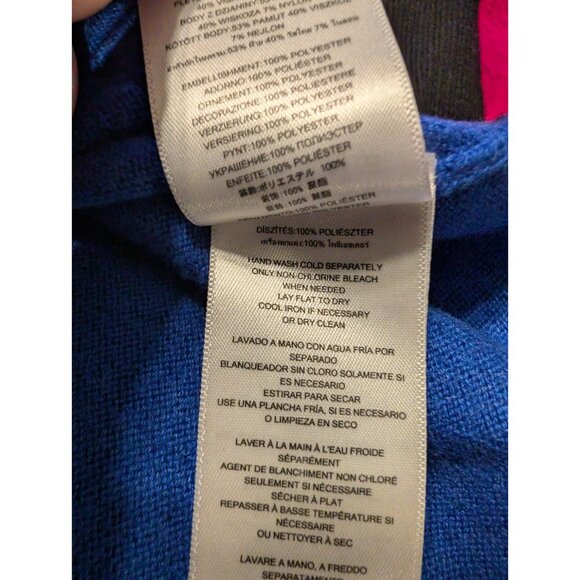 MICHAEL Michael Kors Women's Sweater XL Black Blue Colorblock Sequin High Low - Picture 7 of 7